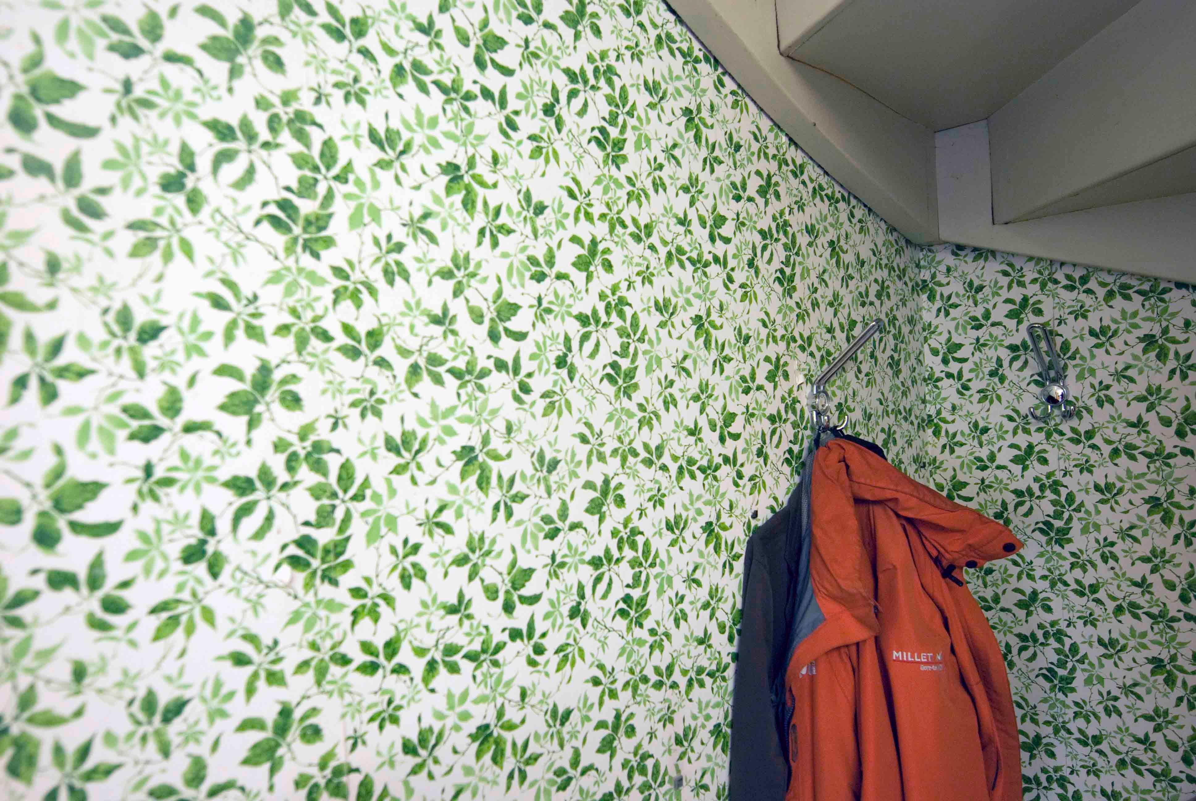  Architektur-Reportage: Modernisiertes Reihenhaus: Die grüne retro Tapete aus dem Erscheinungsjahr